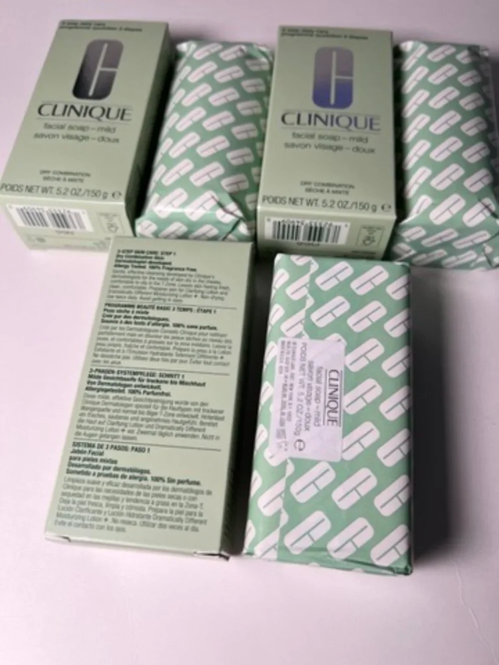 LOT of 3 Clinique Facial Bar Soap MILD Dry Combination Skin Full Size 5.2 oz